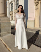 Elegantes Brautkleid mit Spitzenärmeln