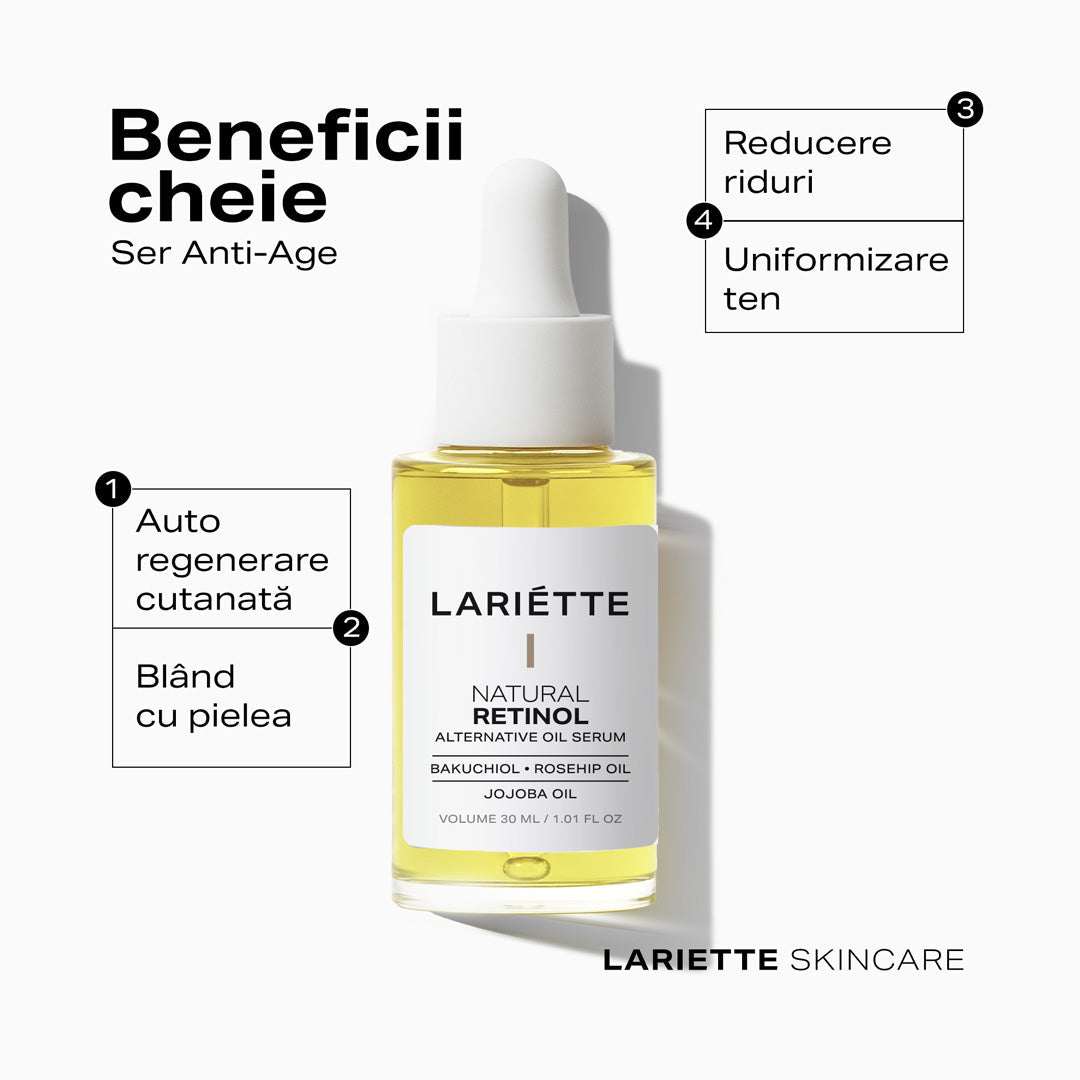 Beneficii retinol natural ser cu bakuchiol Lariette skincare