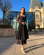 Rochie de ocazie neagra cu maneci transparente - BELLADRESS